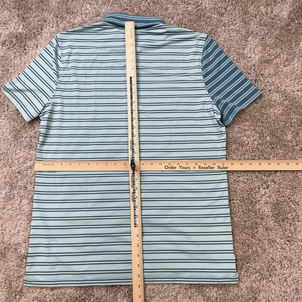 G/FORE Polo Shirt Mens Large Striped Split Graphic Performance Golf G4MF23K004 - Picture 15 of 16